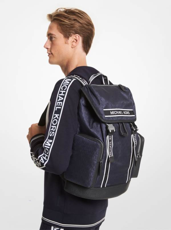 Panske Batohy Michael Kors Kent Logo Jacquard Indigo - Tasky Michael Kors Vypredaj | QUYJA-9501